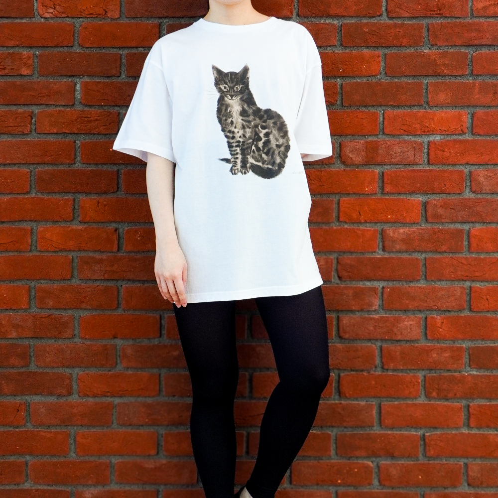 Tシャツ 『猫十態』より 黒い猫 (L)