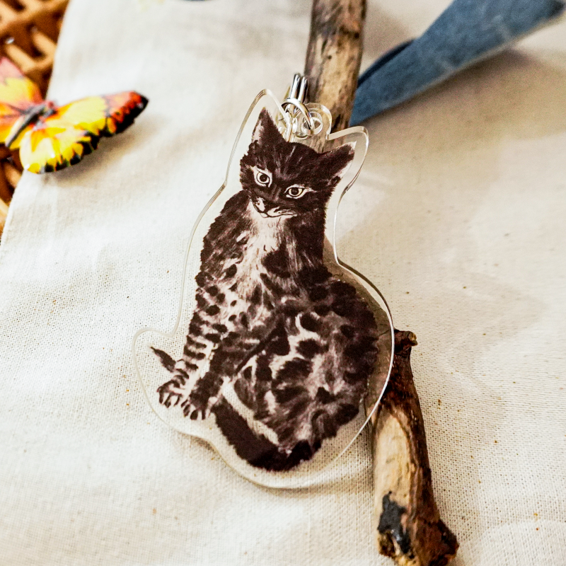 アクリルキーホルダー 迅猫 アクリルキーホルダー 『猫十態』より 黒い猫 – 軽井沢安東美術館
