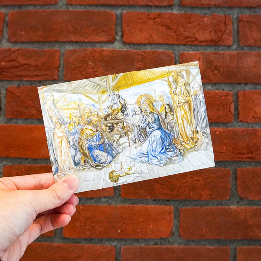 ポストカード　平和の聖母礼拝堂内部に描かれたフレスコ画 キリスト降誕（藤田嗣治 作）