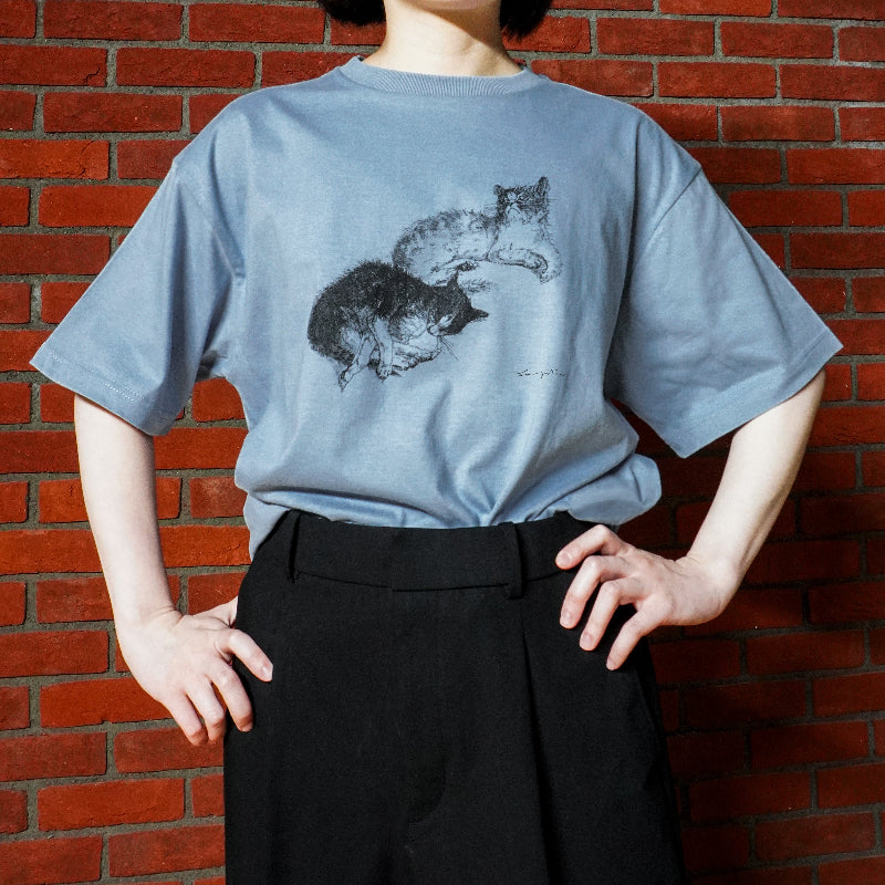 Tシャツ 二匹の猫 (L)