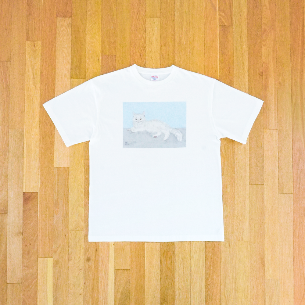Tシャツ 横たわる猫 (L)