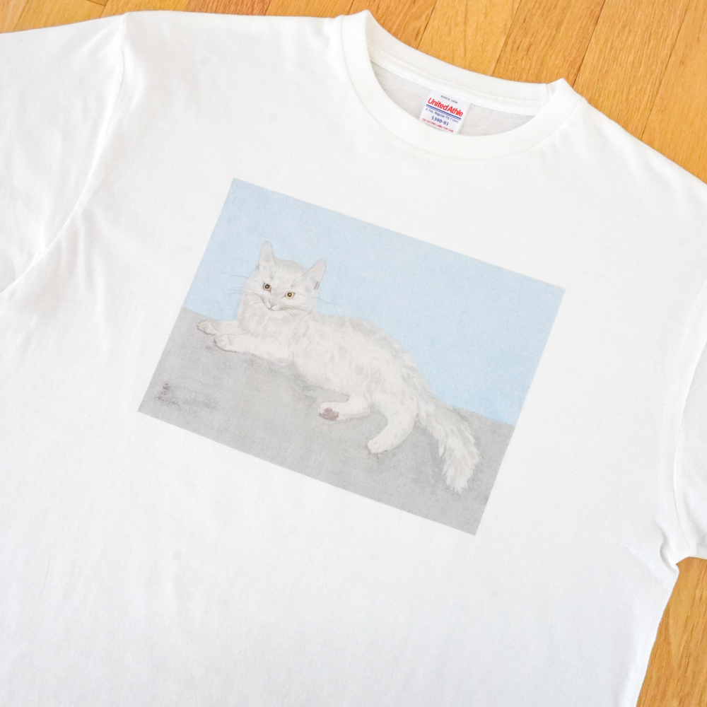 Tシャツ 横たわる猫 (L)