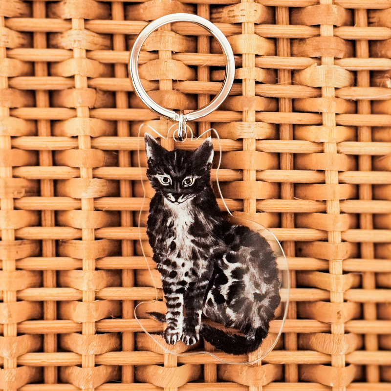 アクリルキーホルダー 『猫十態』より 黒い猫