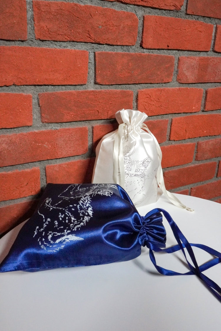 巾着バッグ 『夜と猫』より ネイビー