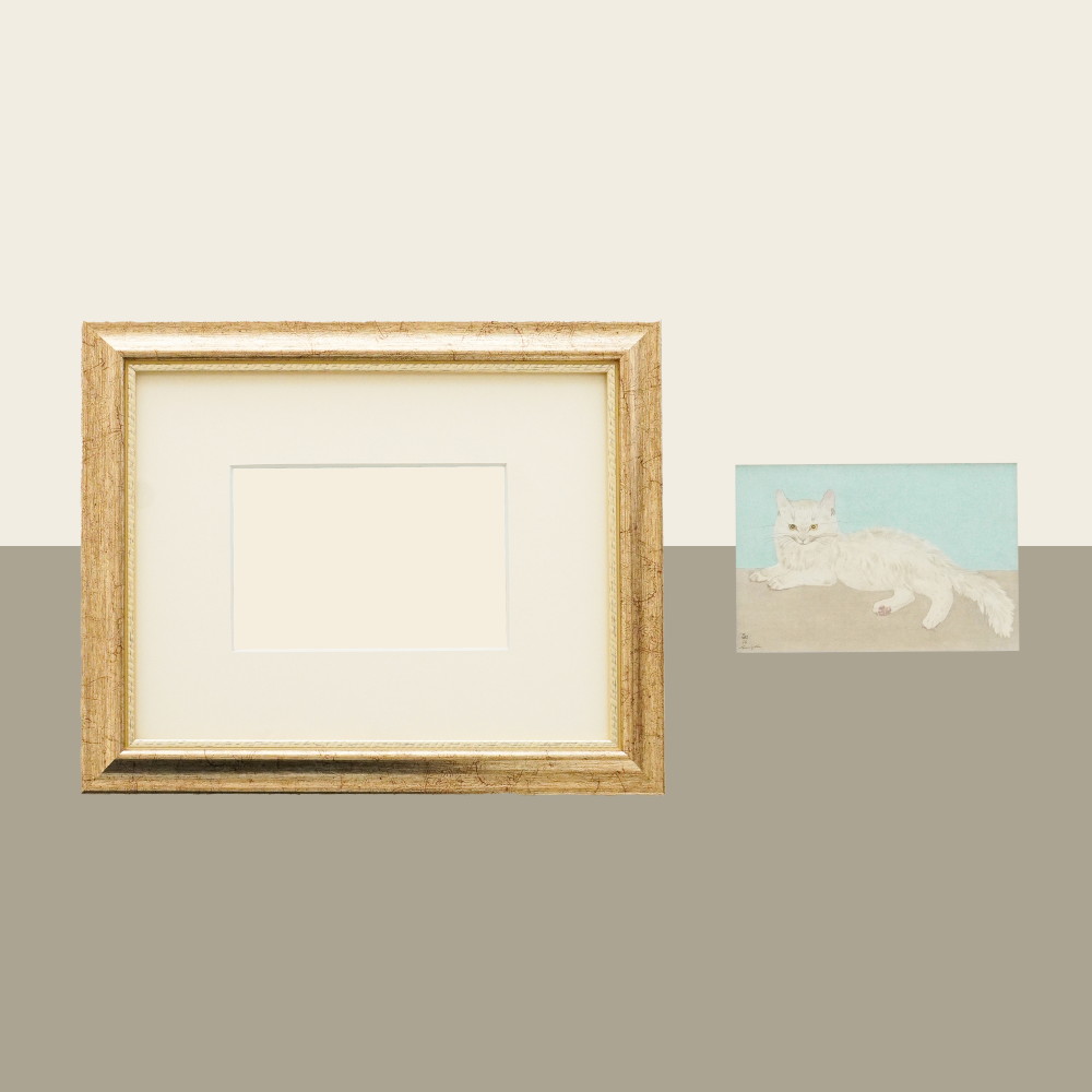 K ポストカード《横たわる猫》1点 ＋ 額1点